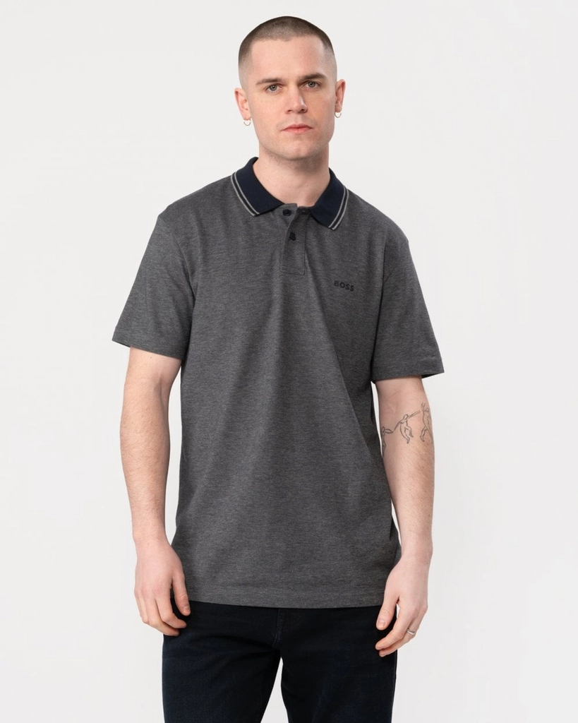 Hugo Boss Oxford New Mens Contrast Collar Short Sleeve Polo Shirt - Dark Blue Cotton - Size X-Large